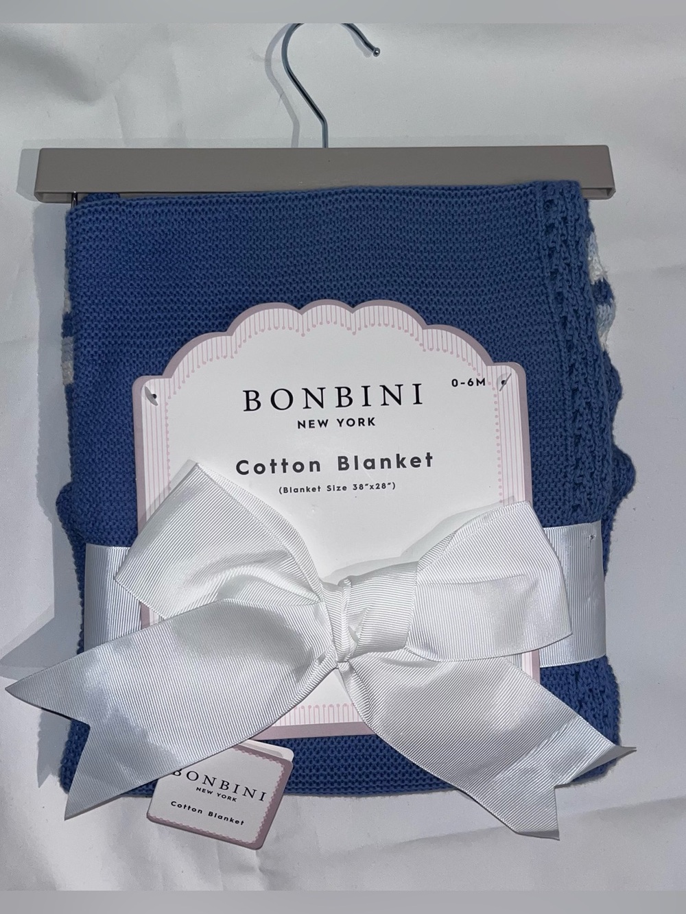 NWT Bonbini New York Cotton Baby Blanket 0-6M Blue